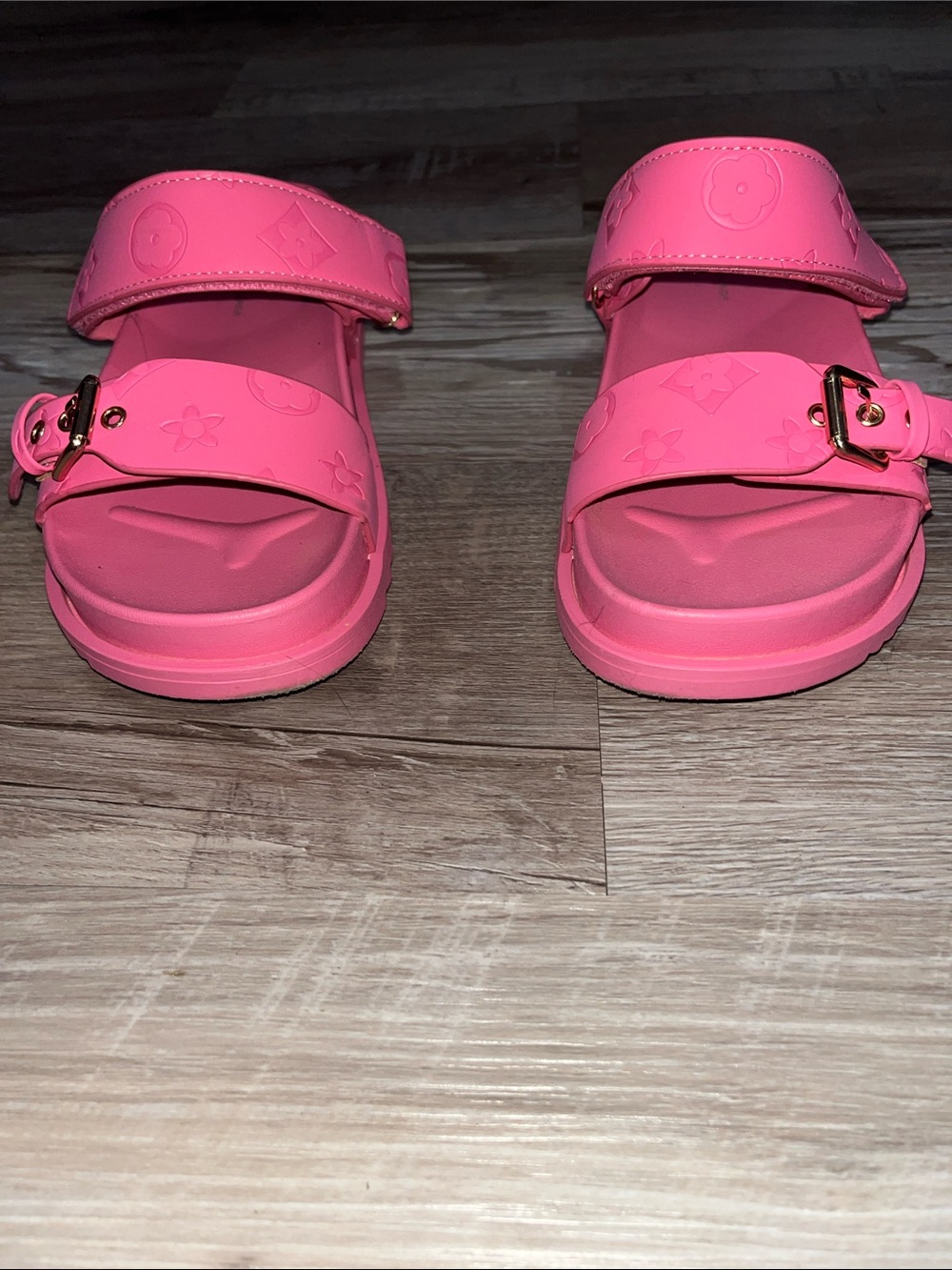 Pink Designer-Style Velcro Sandals